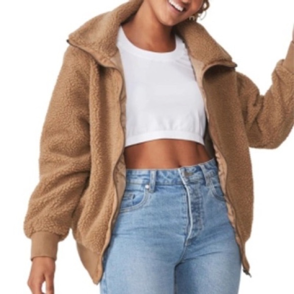 Cotton On Cinnamon Brown Teddy Zip Through Bomber Jacket